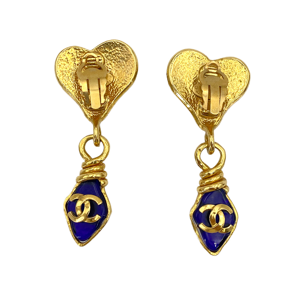 CHANEL VINTAGE EARRINGS GRIPORE COCOMARK COLOR STONE ACCESSORY 95P 90246368