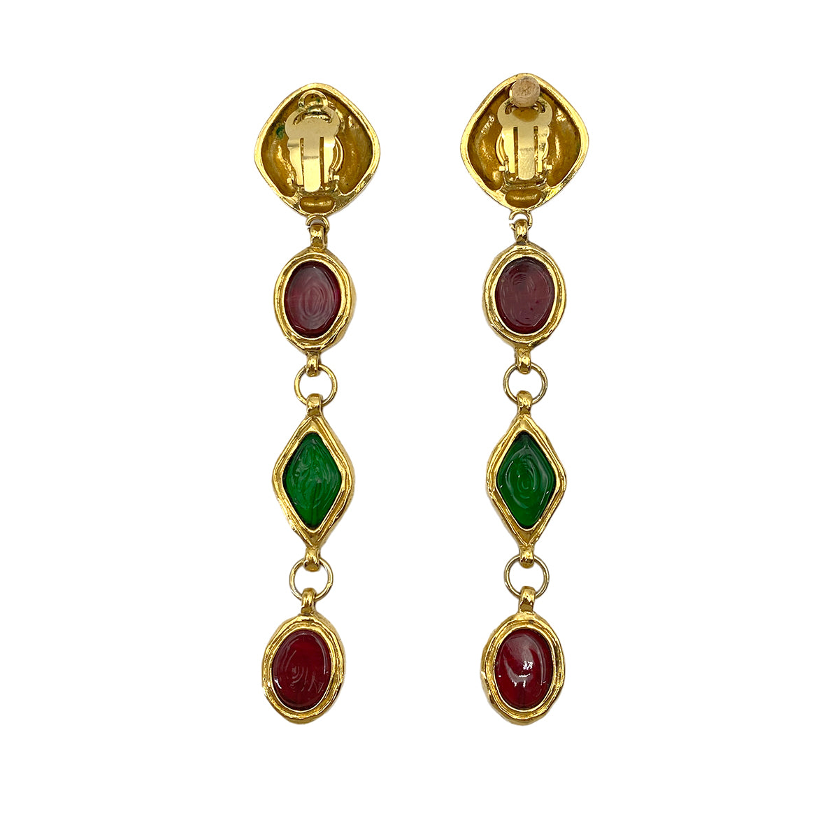 CHANEL VINTAGE EARRINGS GRIPORE MADEMOISELLE COLOR STONE ACCESSORY 90246369