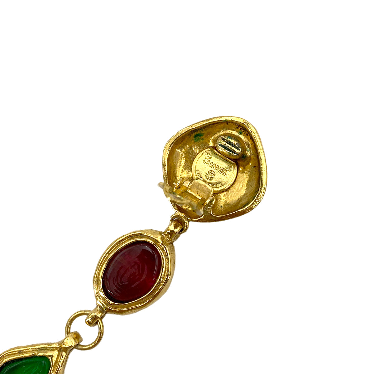 CHANEL VINTAGE EARRINGS GRIPORE MADEMOISELLE COLOR STONE ACCESSORY 90246369