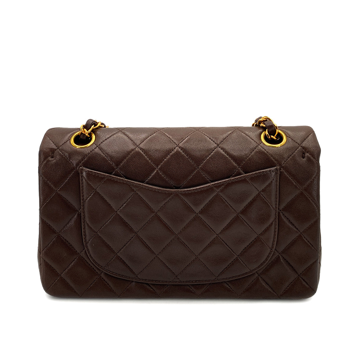 CHANEL VINTAGE CLASSIC FLAP SMALL CHAIN SHOULDER BAG BROWN LAMB SKIN 90246901