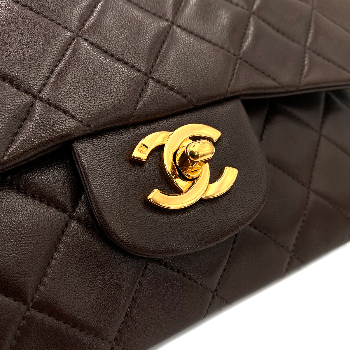 CHANEL VINTAGE CLASSIC FLAP SMALL CHAIN SHOULDER BAG BROWN LAMB SKIN 90246901