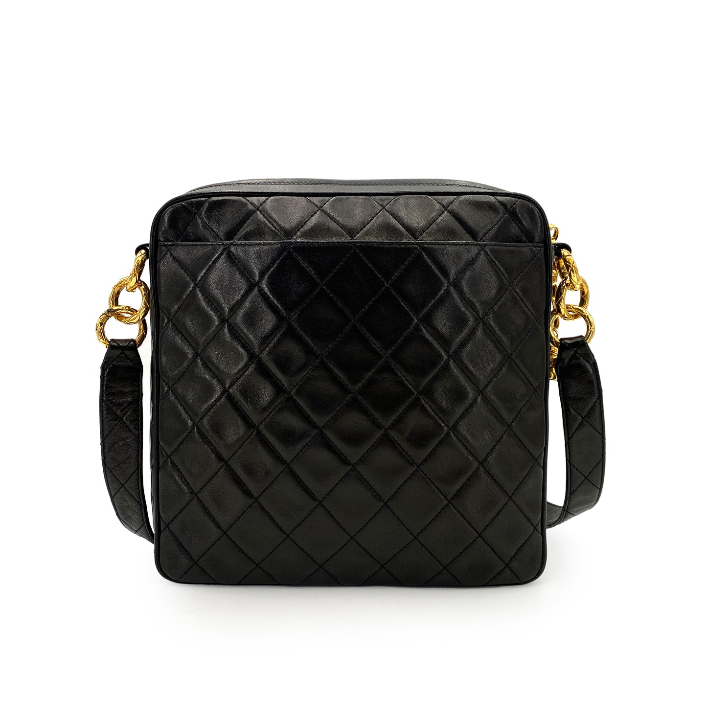 CHANEL VINTAGE MATELASSE SHOULDER BAG BLACK LAMB SKIN 90246907