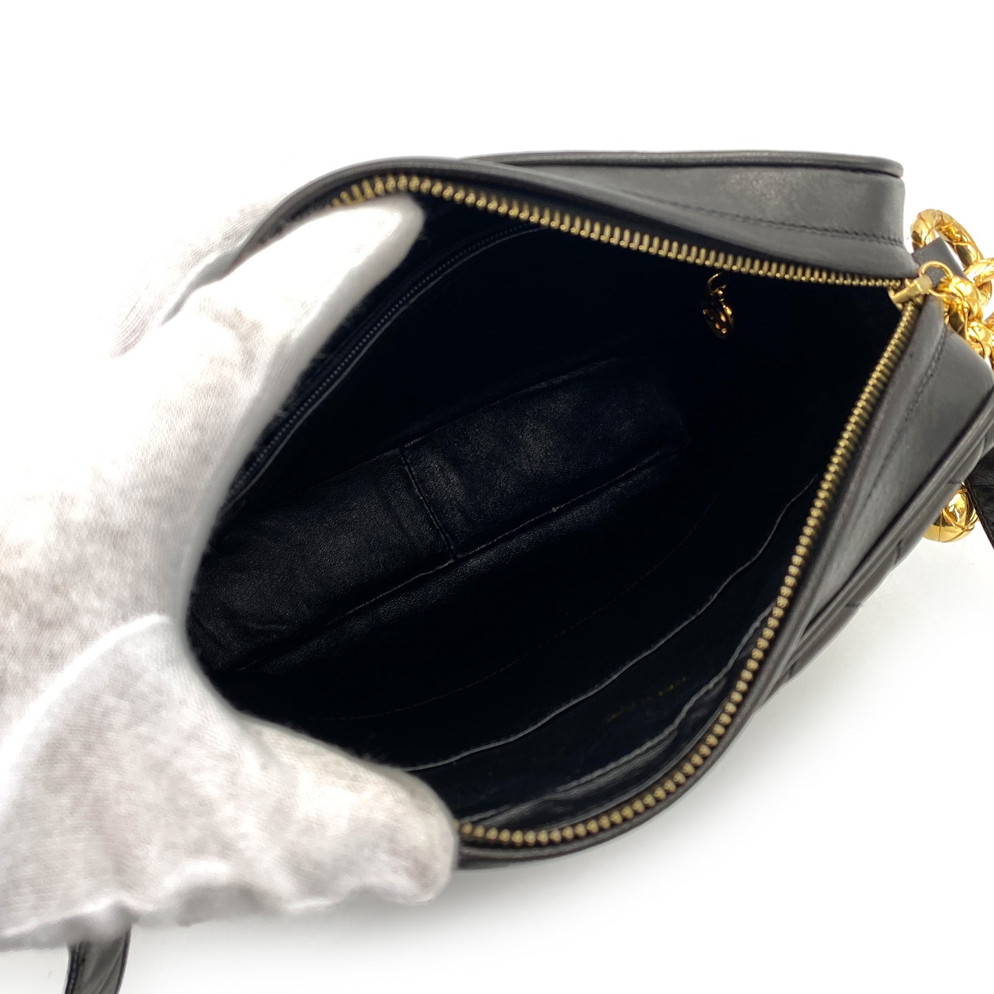 CHANEL VINTAGE MATELASSE SHOULDER BAG BLACK LAMB SKIN 90246907