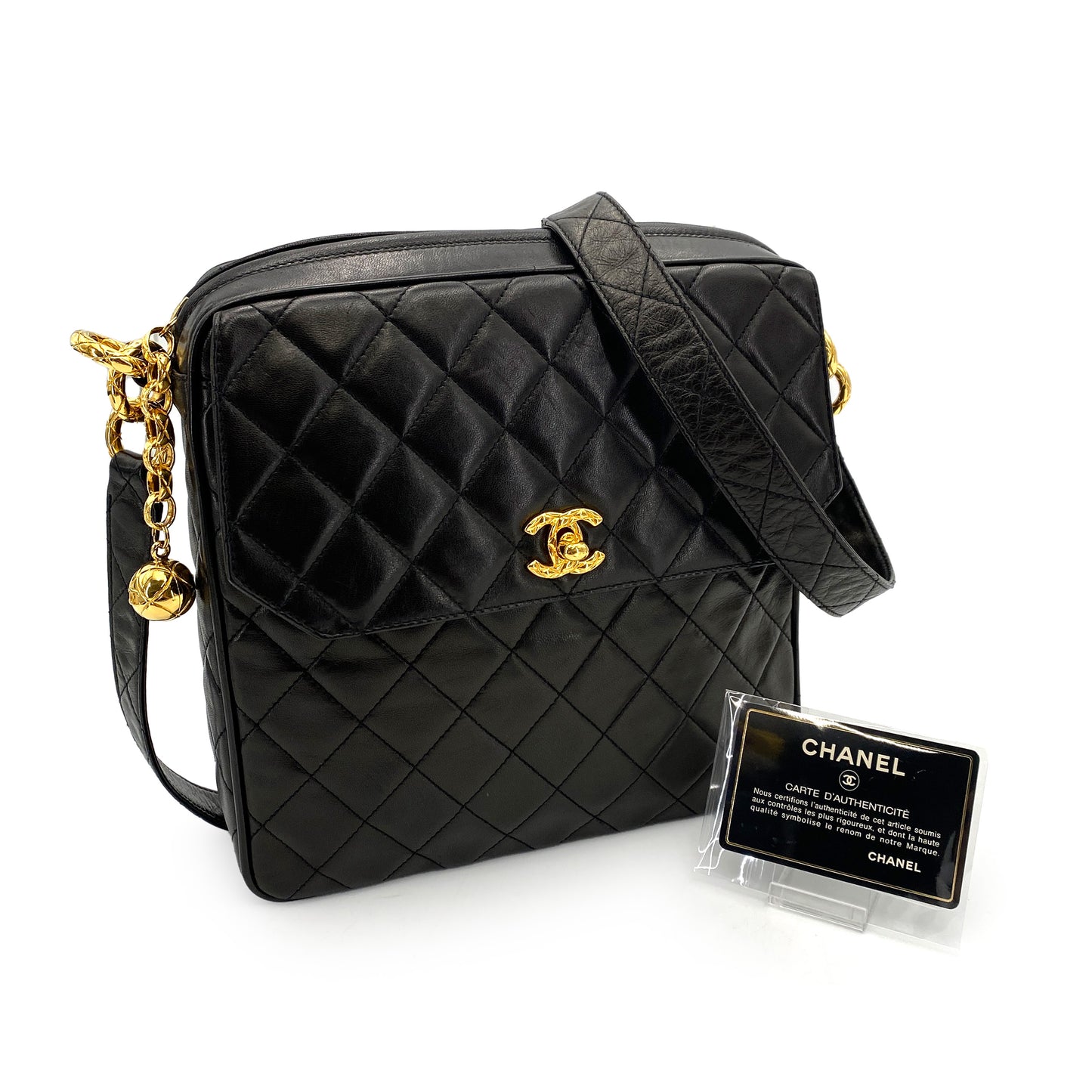 CHANEL VINTAGE MATELASSE SHOULDER BAG BLACK LAMB SKIN 90246907