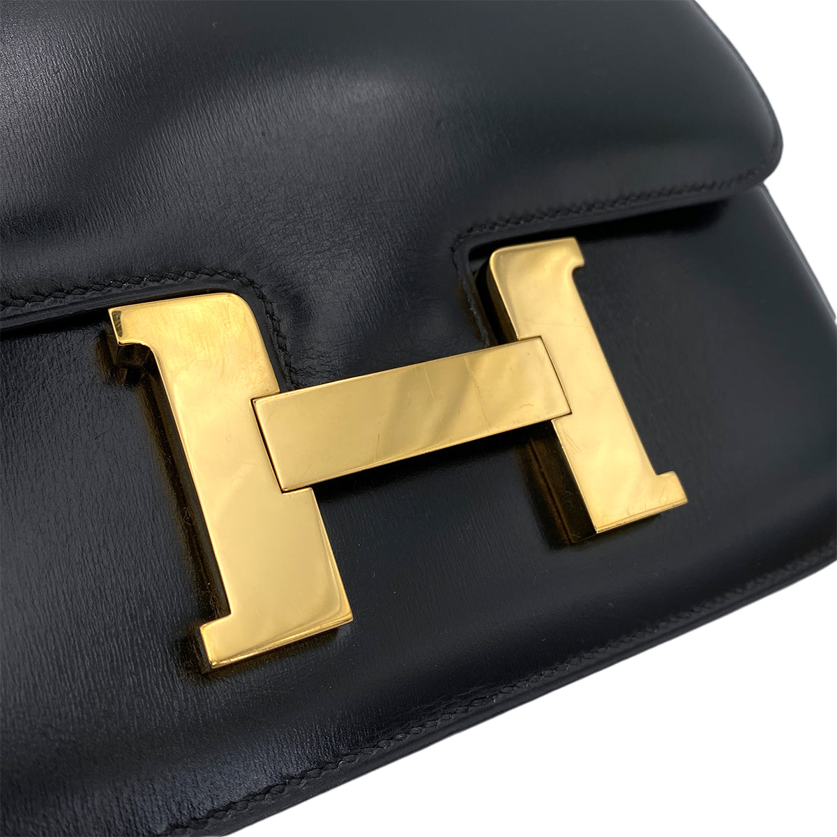 HERMES CONSTANCE BLACK BOXCALF SHOULDER BAG 〇R 90246911