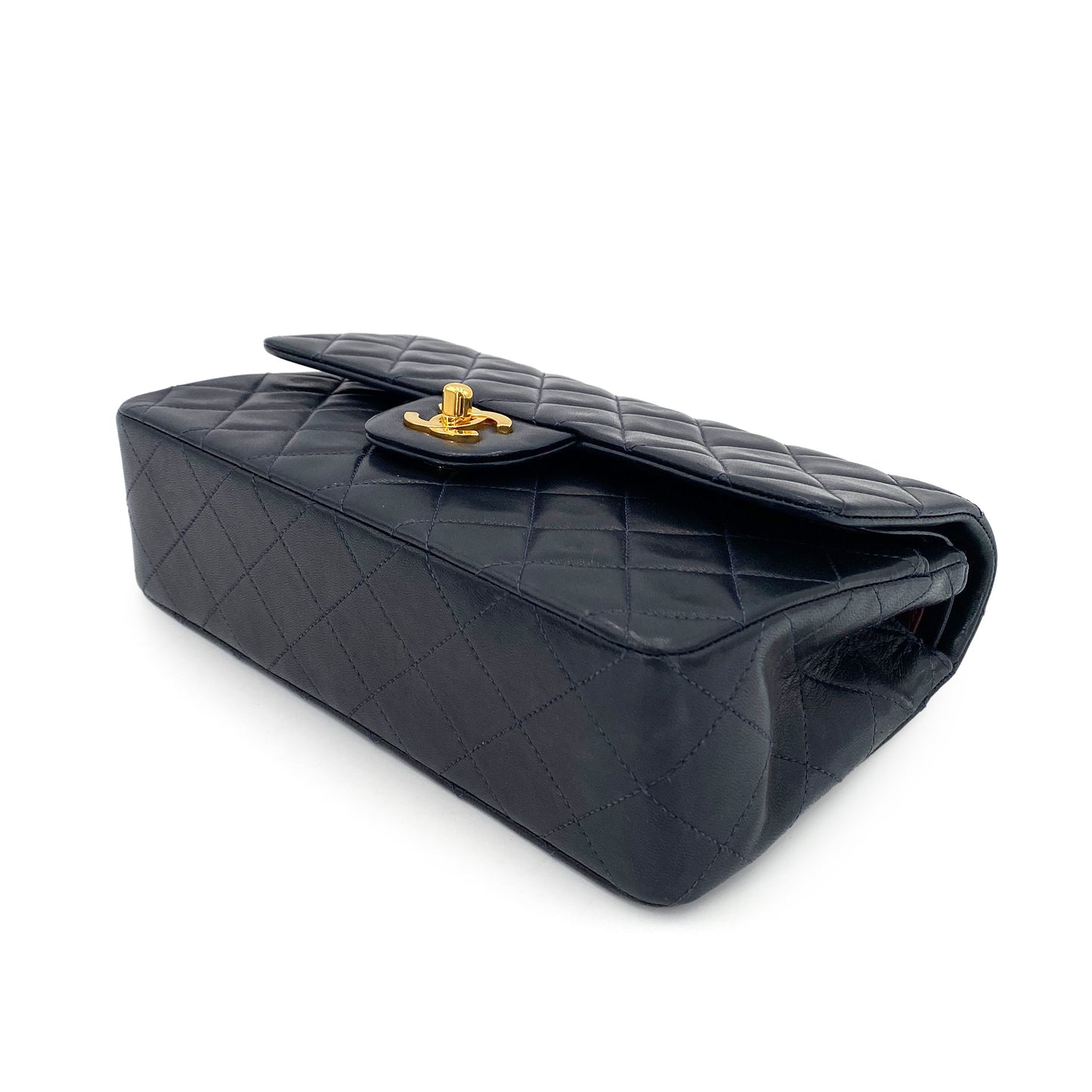 CHANEL VINTAGE CLASSIC FLAP SMALL CHAIN SHOULDER BAG NAVY LAMB SKIN 90246915