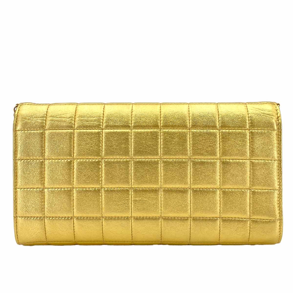 CHANEL VINTAGE CHOCOLATE BAR CHAIN SHOULDER BAG GOLD LAMB SKIN 90246916