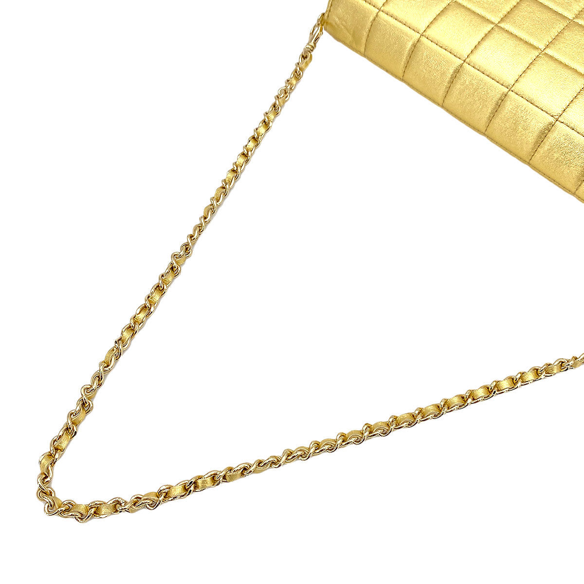 CHANEL VINTAGE CHOCOLATE BAR CHAIN SHOULDER BAG GOLD LAMB SKIN 90246916
