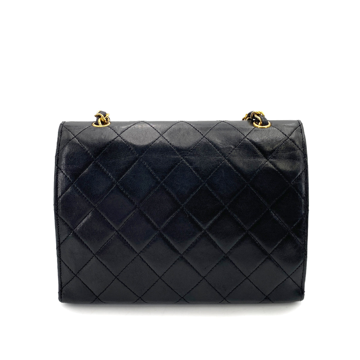 CHANEL VINTAGE MATELASSE BIG COCO CHAIN SHOULDER BAG BLACK LAMB SKIN 90246919