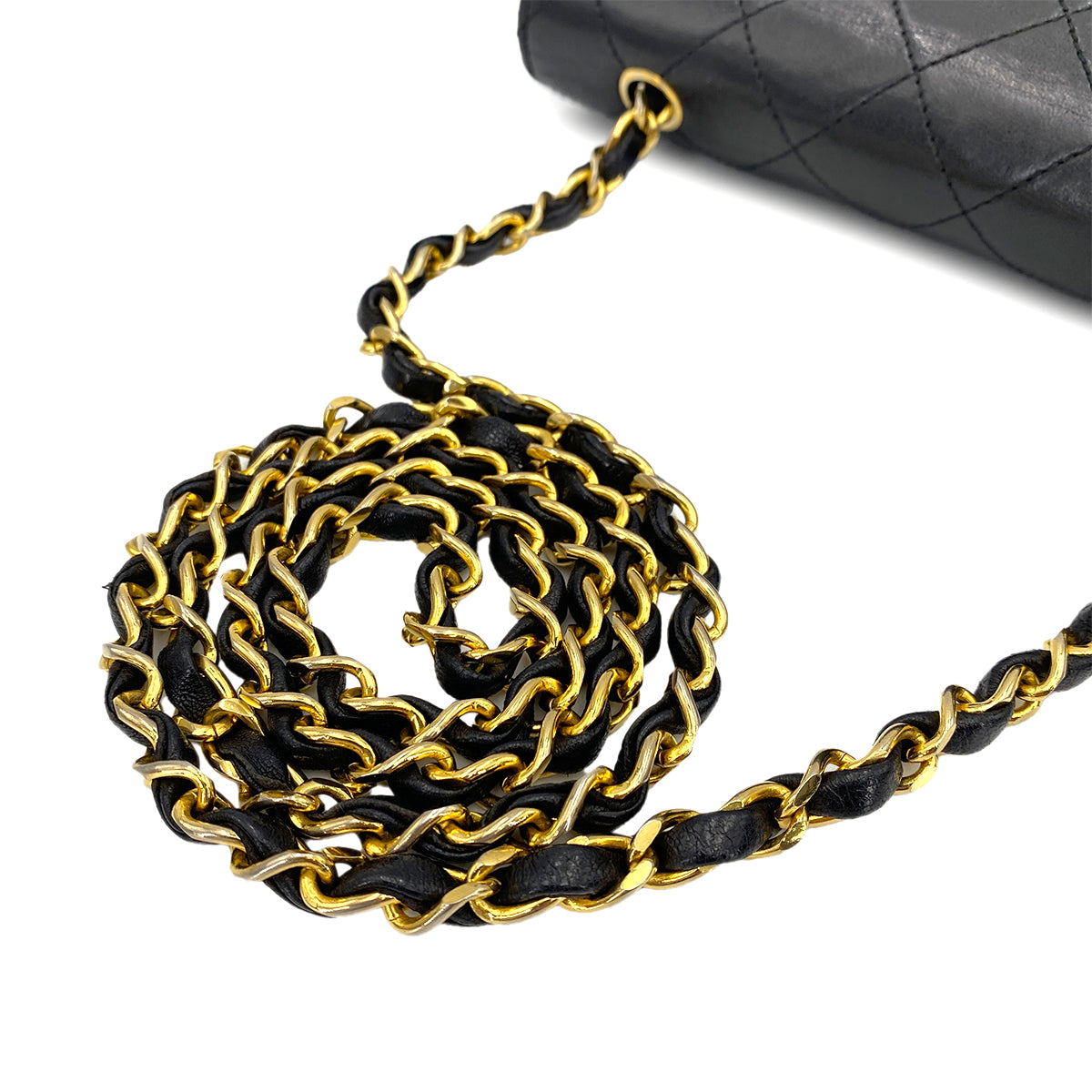 CHANEL VINTAGE MATELASSE BIG COCO CHAIN SHOULDER BAG BLACK LAMB SKIN 90246919