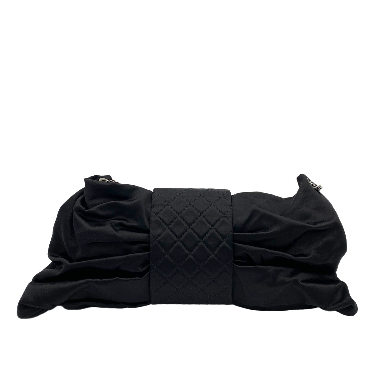 CHANEL VINTAGE 2.55 RIBBON CHAIN SHOULDER BAG BLACK SATIN 90246922