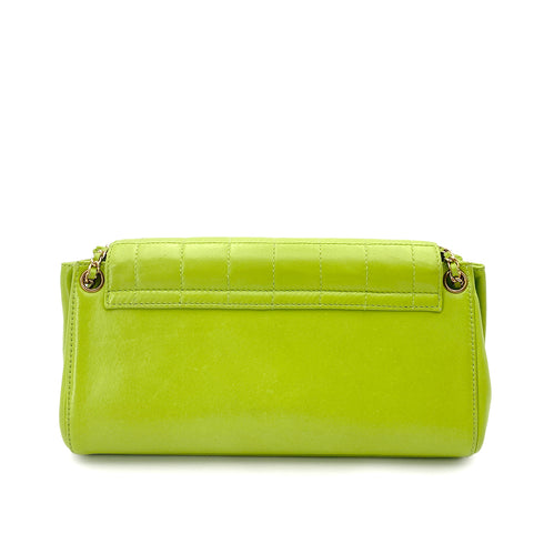 CHANEL VINTAGE 2.55 CHOCOLATE BAR CHAIN SHOULDER BAG GREEN LAMB SKIN 90246923 - PURPOSE