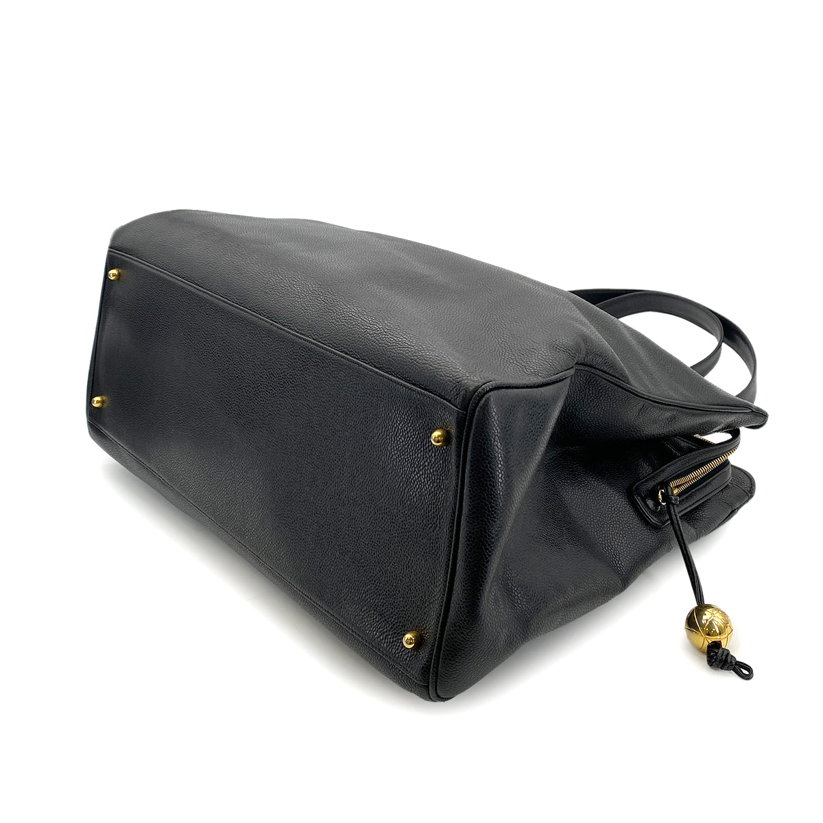 CHANEL VINTAGE SUPER MODEL CHAIN TOTE BAG BLACK CAVIAR SKIN 90246924