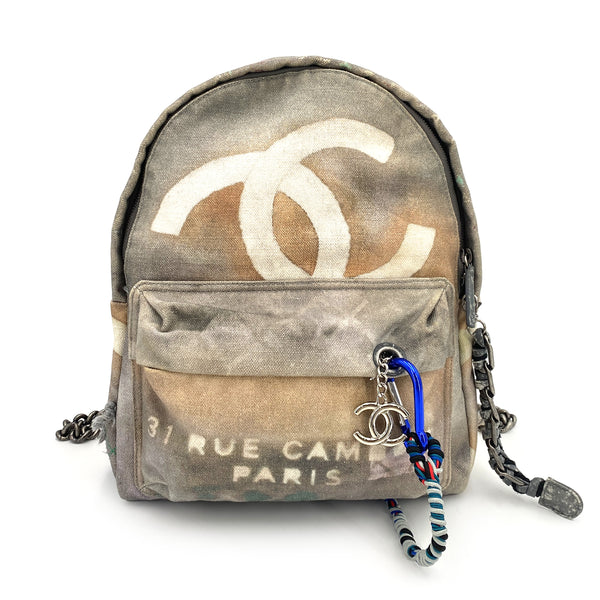 CHANEL BACK PACK GRAFFITI COCOMARK NEWSPAPER ACTⅡ A92352 GRAY CANVAS 90247077