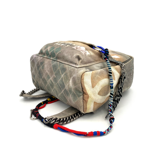 CHANEL BACK PACK GRAFFITI COCOMARK NEWSPAPER ACTⅡ A92352 GRAY CANVAS 90247077