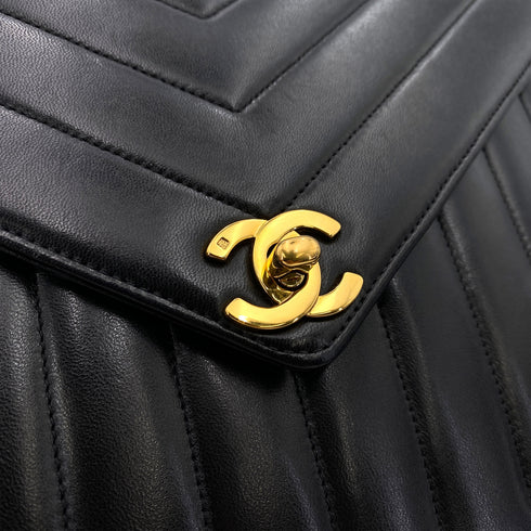 CHANEL VINTAGE MADEMOISELLE CHAIN SHOULDER BAG BLACK LAMB SKIN 90247089 - PURPOSE