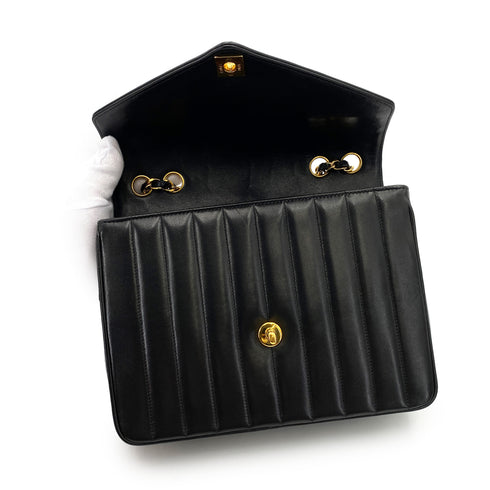 CHANEL VINTAGE MADEMOISELLE CHAIN SHOULDER BAG BLACK LAMB SKIN 90247089 - PURPOSE