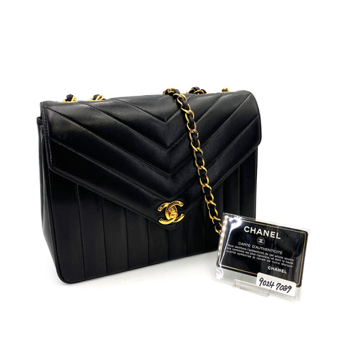 CHANEL VINTAGE MADEMOISELLE CHAIN SHOULDER BAG BLACK LAMB SKIN 90247089 - PURPOSE