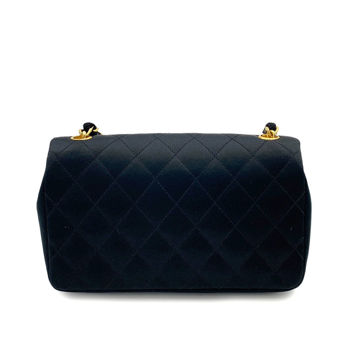 CHANEL VINTAGE MATELASSE CHAIN SHOULDER BAG BLACK SATIN 90247102