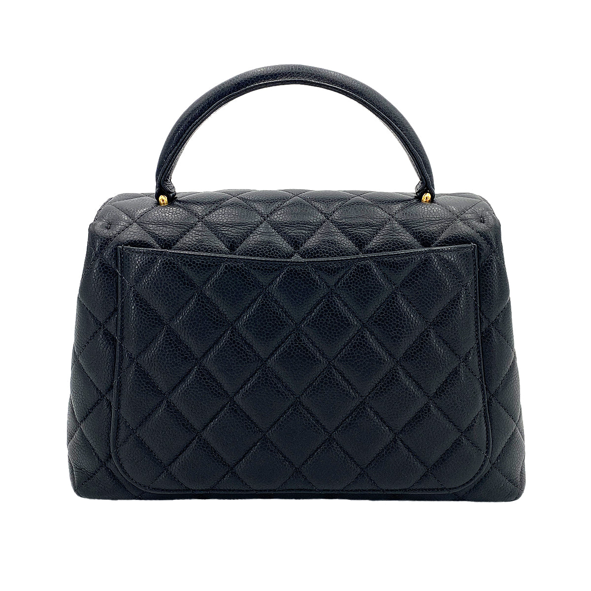 CHANEL VINTAGE MATELASSE HAND BAG BLACK CAVIAR SKIN 90247121