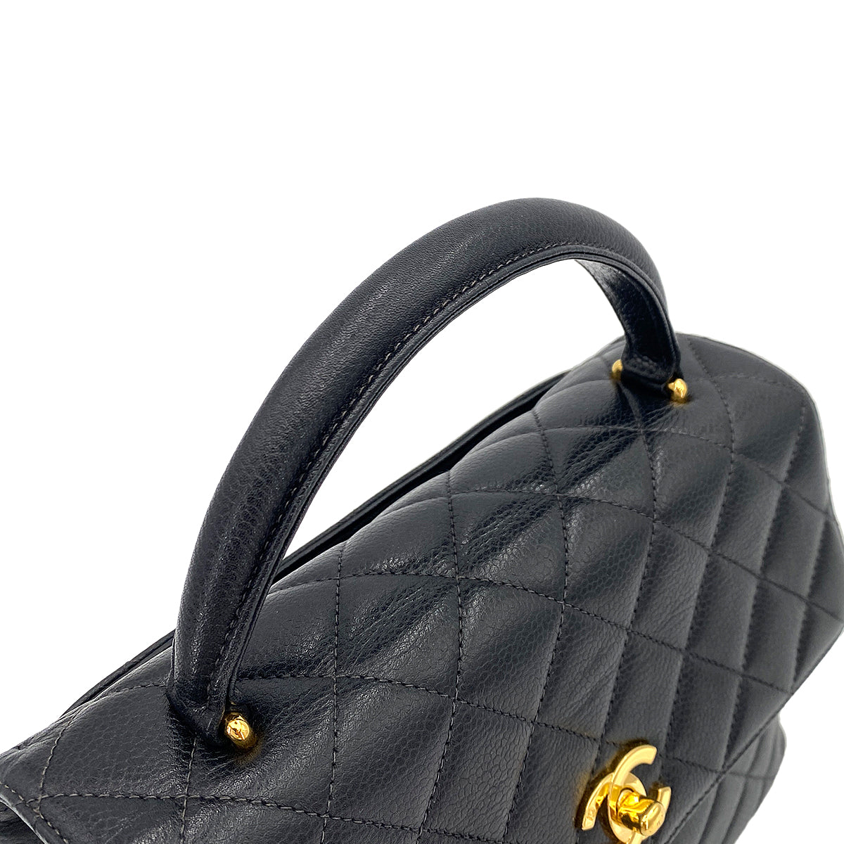 CHANEL VINTAGE MATELASSE HAND BAG BLACK CAVIAR SKIN 90247121