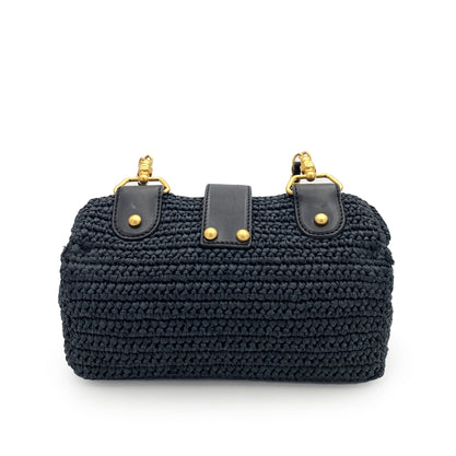 CHANEL VINTAGE CHAIN SHOULDER BAG NAVY RAFFIA 90247136 - PURPOSE