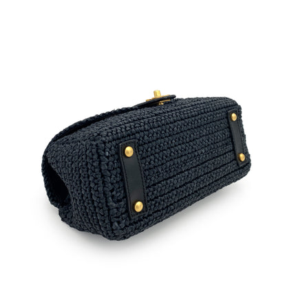 CHANEL VINTAGE CHAIN SHOULDER BAG NAVY RAFFIA 90247136 - PURPOSE