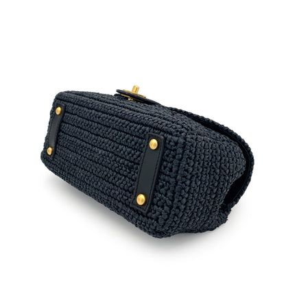 CHANEL VINTAGE CHAIN SHOULDER BAG NAVY RAFFIA 90247136 - PURPOSE