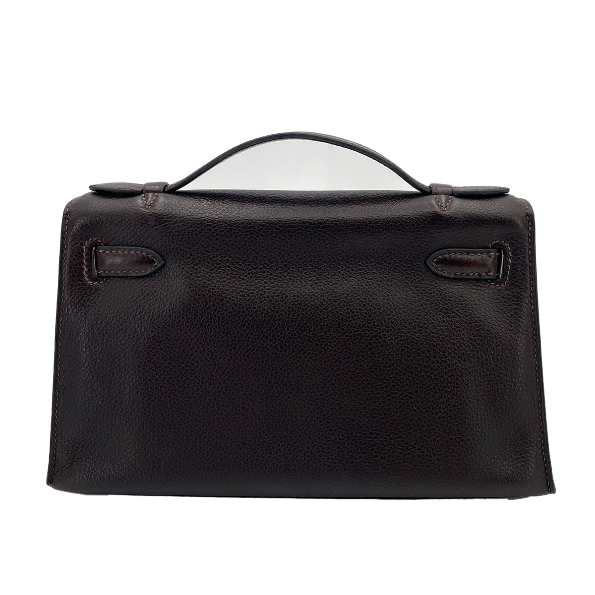HERMES KELLY POCHETTE SELLIER EBENE EVERGRAIN HAND BAG □H 90247164