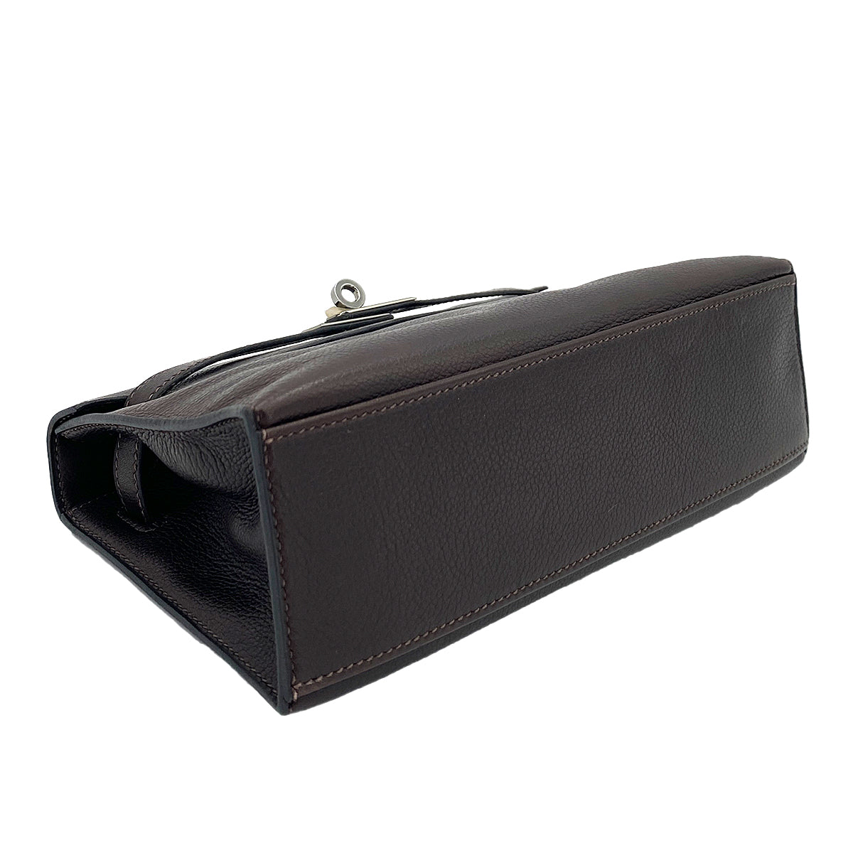 HERMES KELLY POCHETTE SELLIER EBENE EVERGRAIN HAND BAG □H 90247164