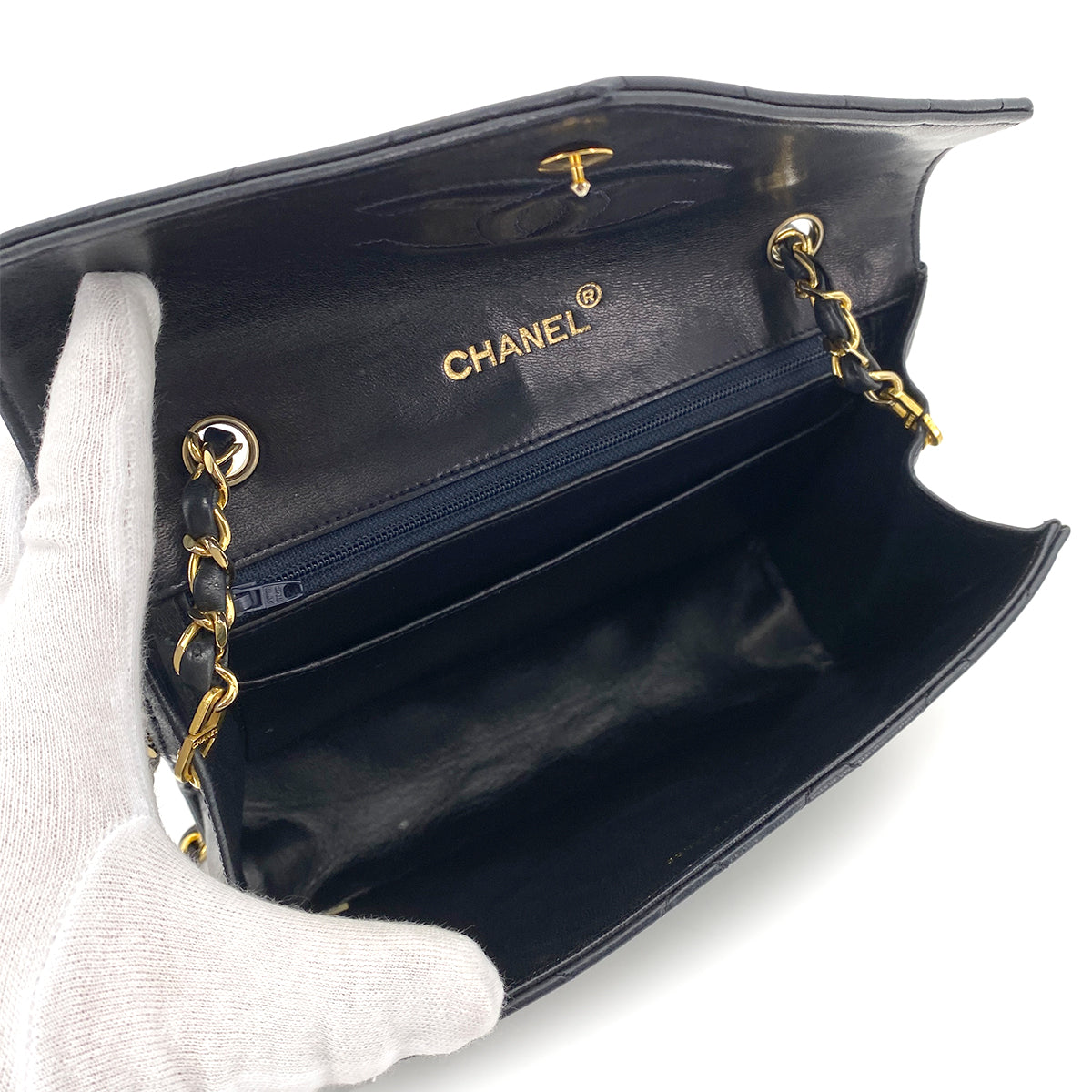 CHANEL VINTAGE MATELASSE BIG COCO CHAIN SHOULDER BAG NAVY LAMB SKIN 90247174