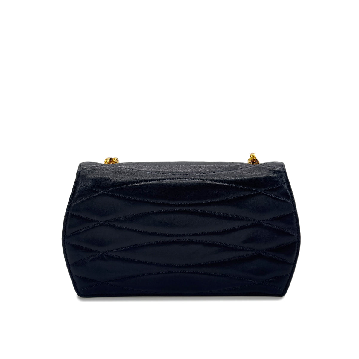 CHANEL VINTAGE BIJOU CHAIN SHOULDER BAG COCOMARK FAUX PEARL NAVY LAMB SKIN 90247175