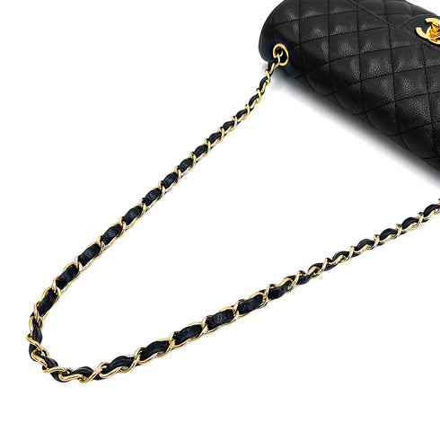 CHANEL VINTAGE MATELASSE CHAIN SHOULDER BAG BLACK CAVIAR SKIN 90247179 - PURPOSE