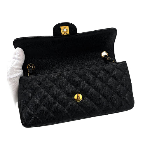CHANEL VINTAGE MATELASSE CHAIN SHOULDER BAG BLACK CAVIAR SKIN 90247179 - PURPOSE
