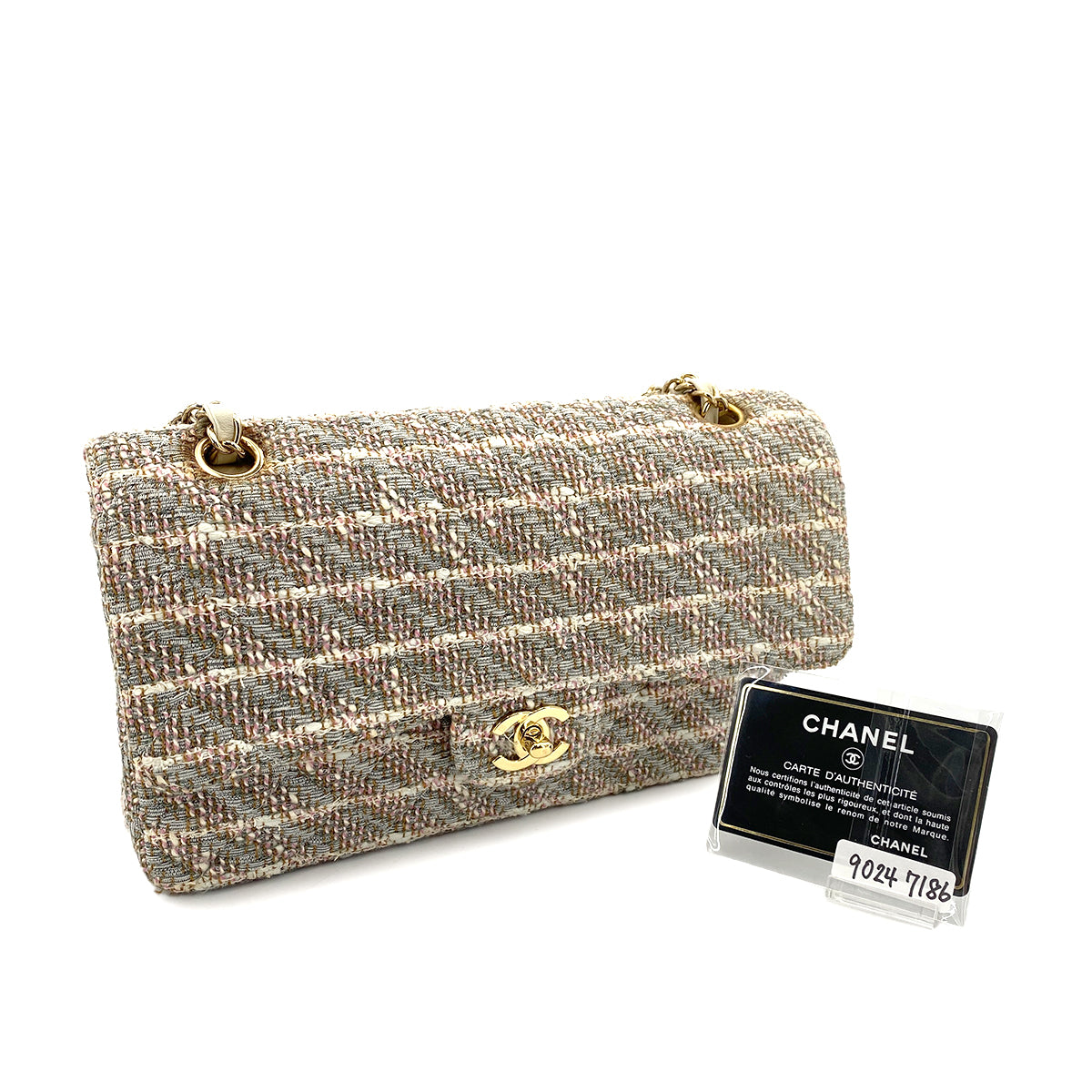 CHANEL VINTAGE CHAIN SHOULDER BAG MULTICOLOR TWEED 90247186