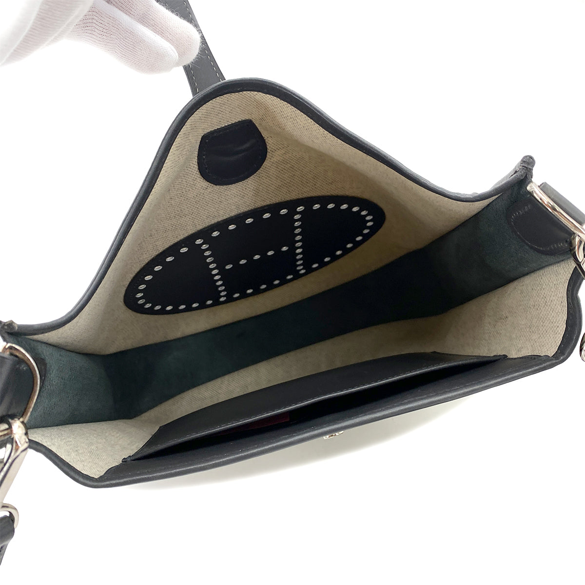 HERMES EVELYNE PM GRAPHITE BOXCALF TOILE H SHOULDER BAG □K 90247187