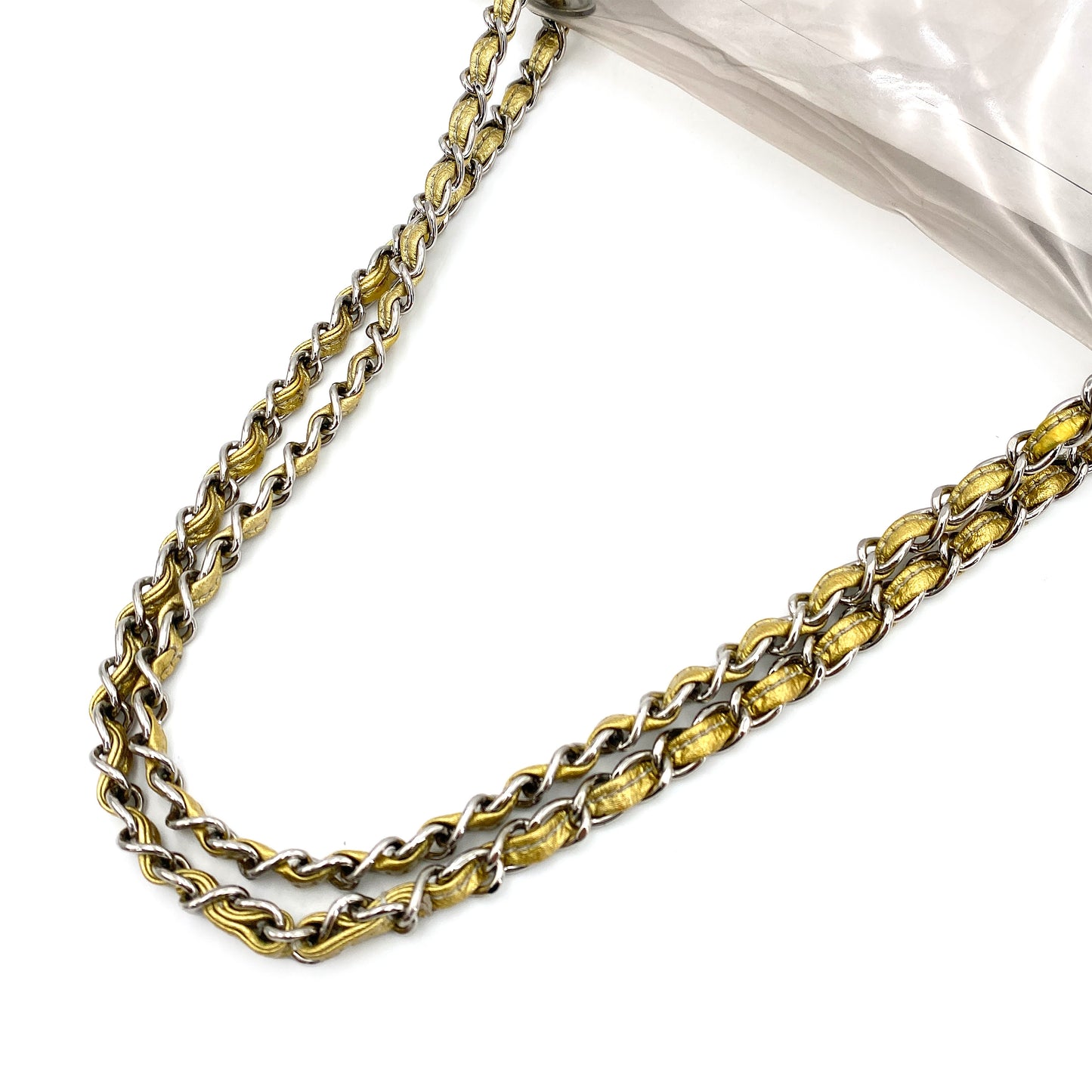 CHANEL VINTAGE CLEAR SHOULDER BAG GOLD VINYL LEATHER 90247189