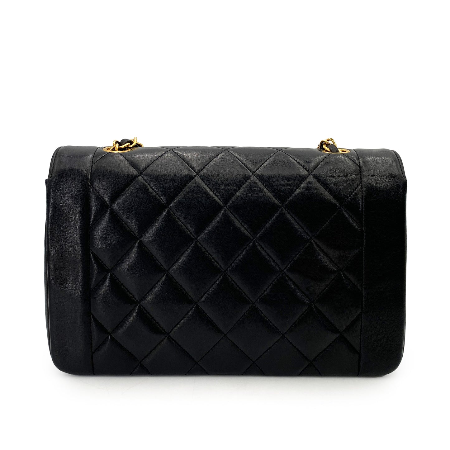 CHANEL VINTAGE DIANA MEDIUM CHAIN SHOULDER BAG BLACK LAMB SKIN 90247296