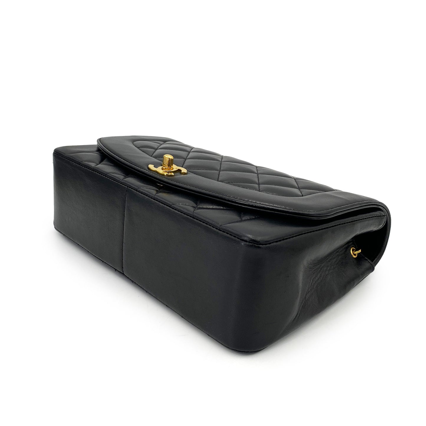 CHANEL VINTAGE DIANA MEDIUM CHAIN SHOULDER BAG BLACK LAMB SKIN 90247296