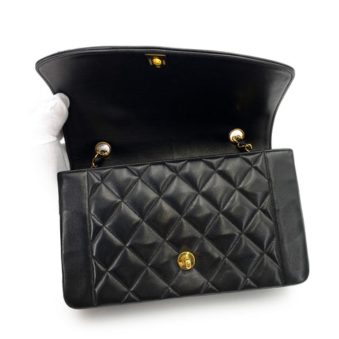 CHANEL VINTAGE DIANA MEDIUM CHAIN SHOULDER BAG BLACK LAMB SKIN 90247296 - PURPOSE