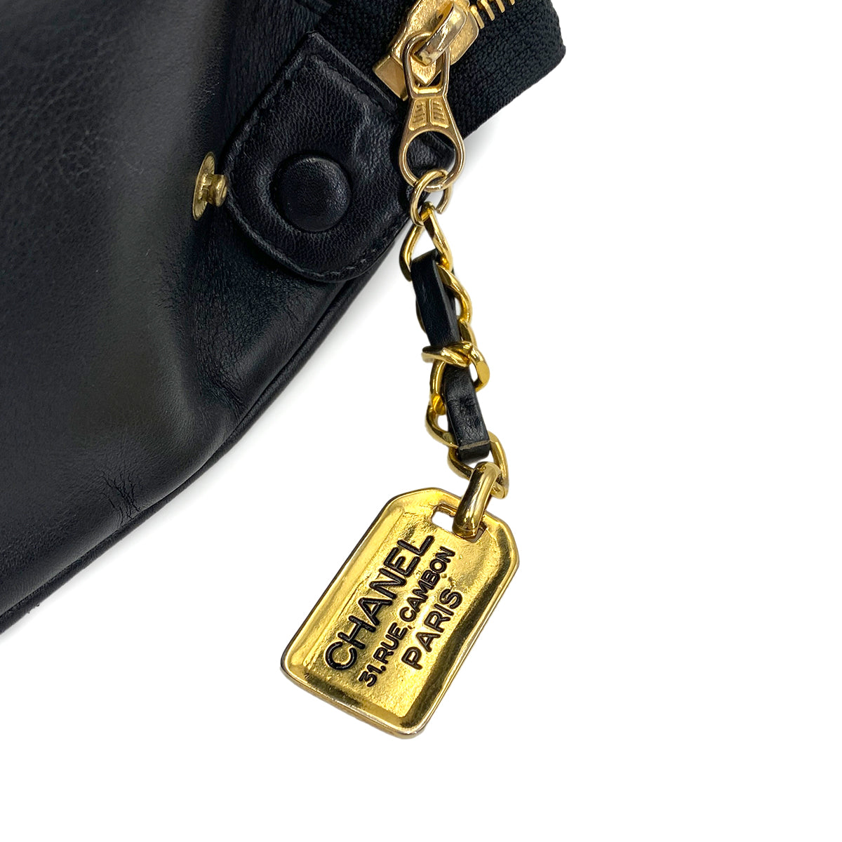 CHANEL VINTAGE SUPER MODEL BICOLORE CHAIN TOTE BAG BLACK LAMB SKIN 90247298