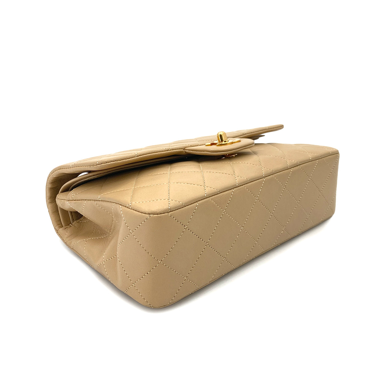CHANEL VINTAGE CLASSIC FLAP SMALL CHAIN SHOULDER BAG BEIGE LAMB SKIN 90247299