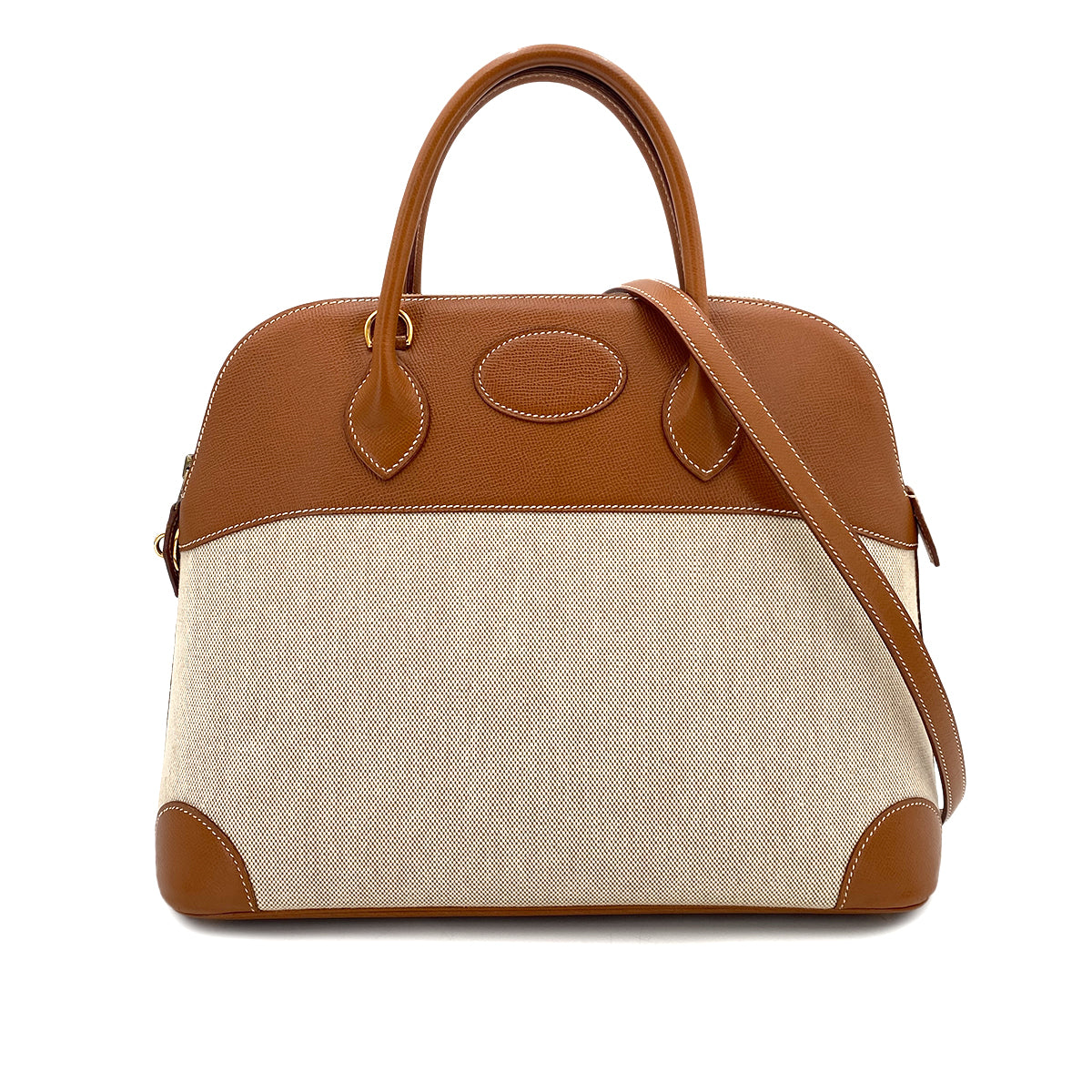 HERMES BOLIDE 35 GOLD COUCHEVEL TOILE H HAND SHOULDER BAG 90247302