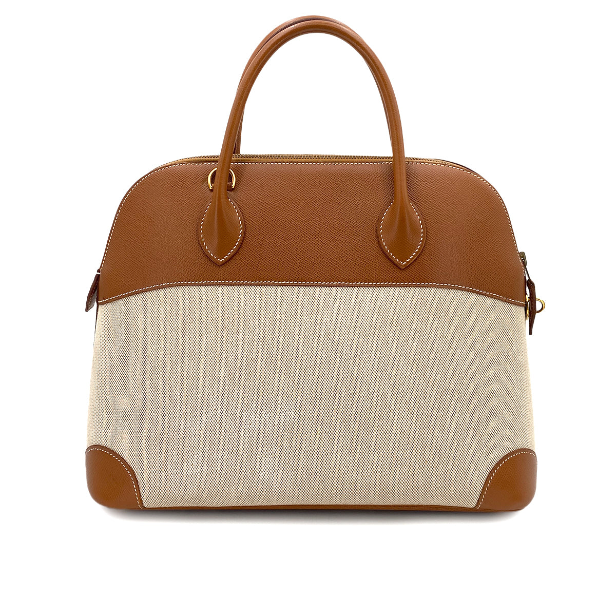 HERMES BOLIDE 35 GOLD COUCHEVEL TOILE H HAND SHOULDER BAG 90247302