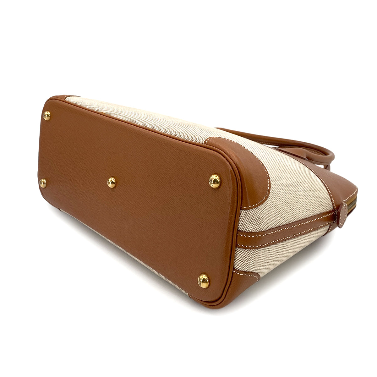 HERMES BOLIDE 35 GOLD COUCHEVEL TOILE H HAND SHOULDER BAG 90247302