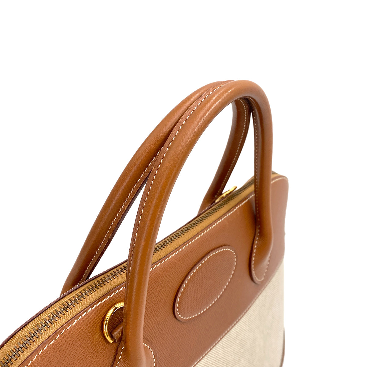 HERMES BOLIDE 35 GOLD COUCHEVEL TOILE H HAND SHOULDER BAG 90247302