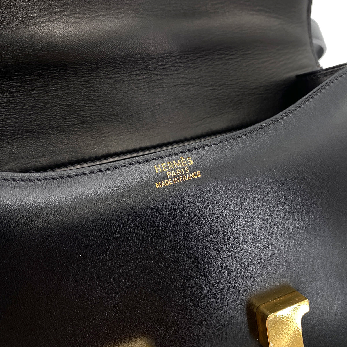 HERMES CONSTANCE BLACK BOXCALF SHOULDER BAG □G 90247311