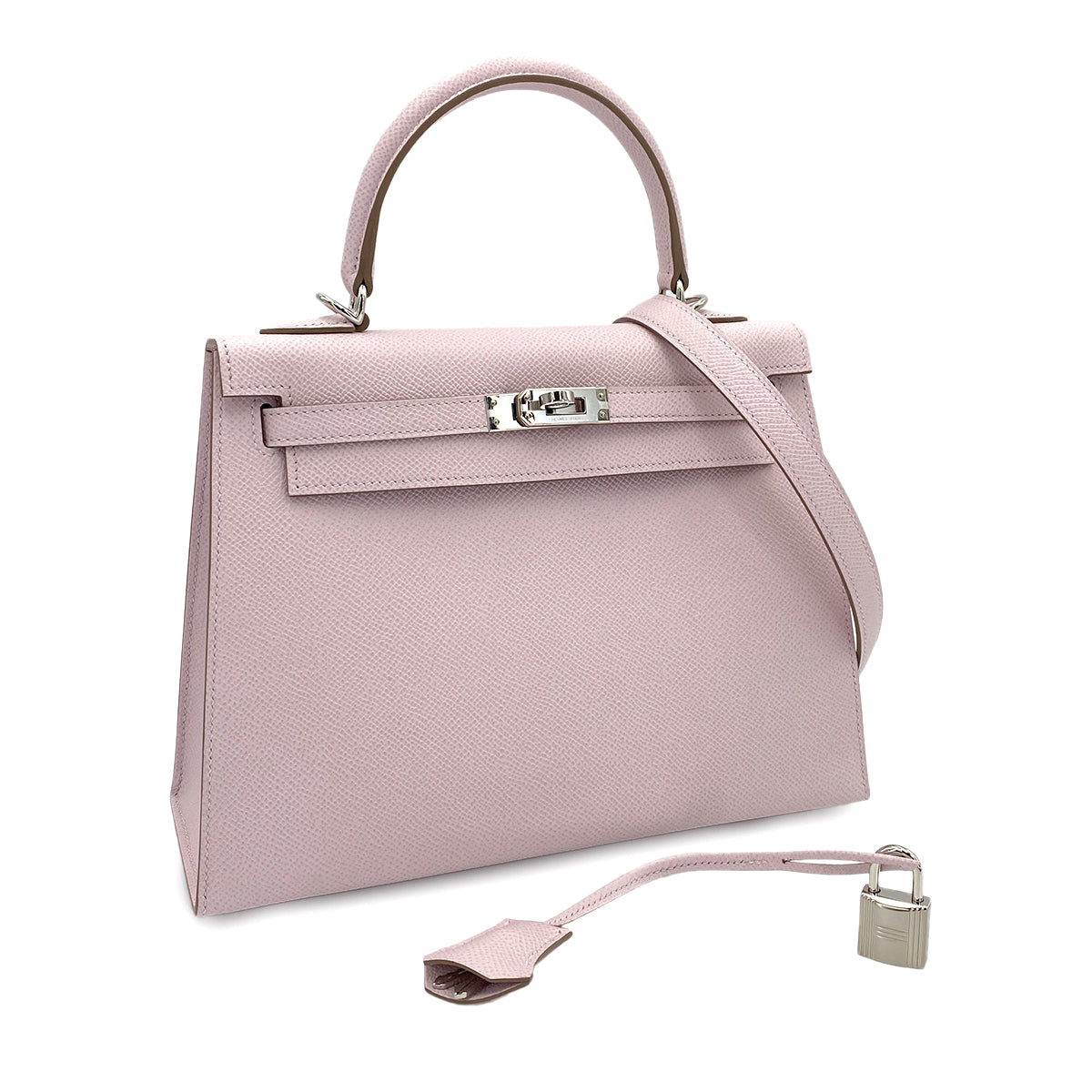 HERMES KELLY 25 SELLIER MAUVE PALE EPSOM HAND SHOULDER BAG B 90247313