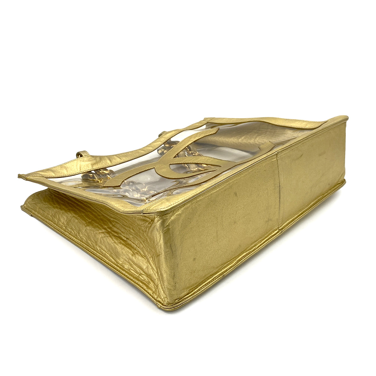 CHANEL VINTAGE COCO CLEAR CHAIN SHOULDER BAG GOLD VINYL 90247314