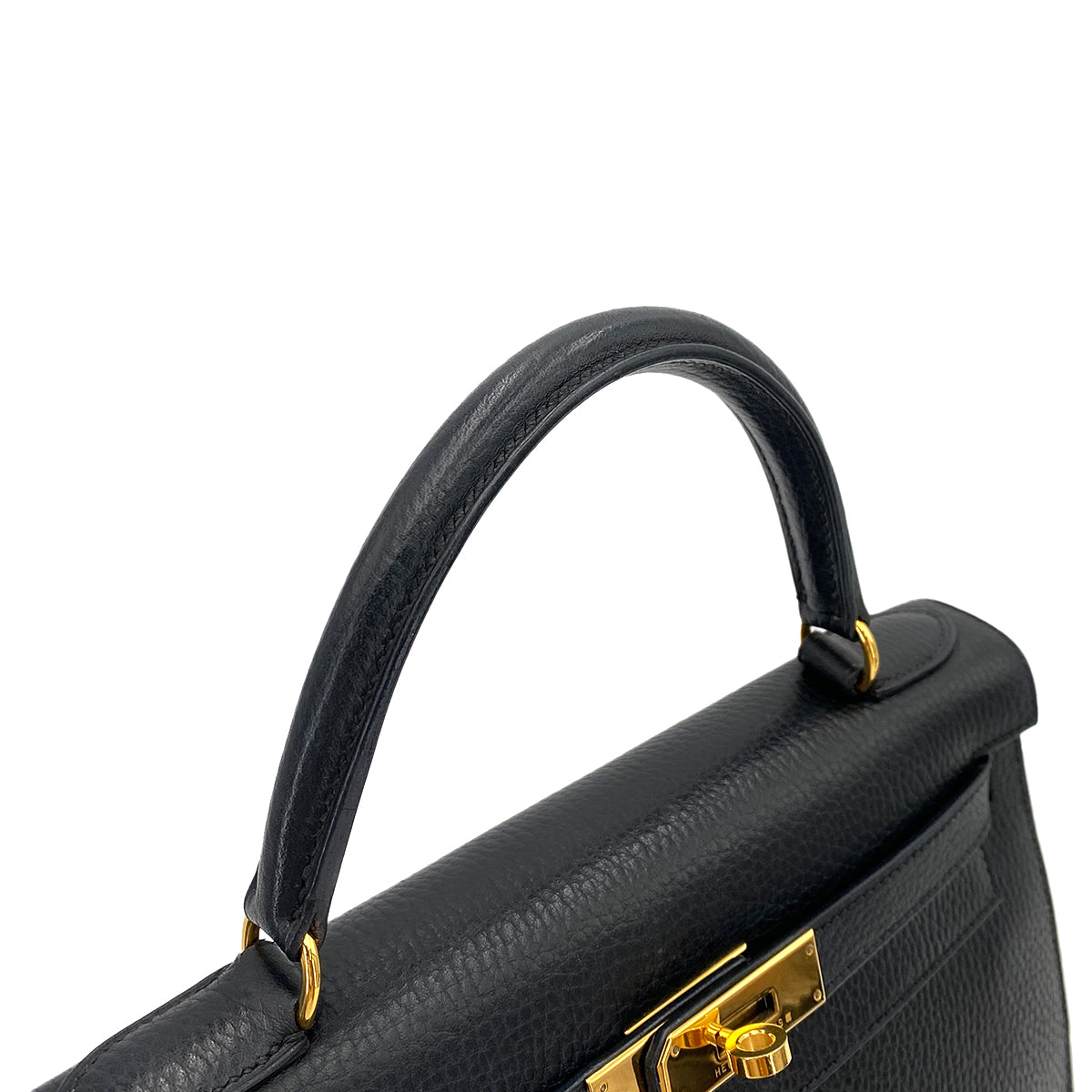 HERMES KELLY 28 SELLIER BLACK ARDENNES HAND SHOULDER BAG □B 90247318
